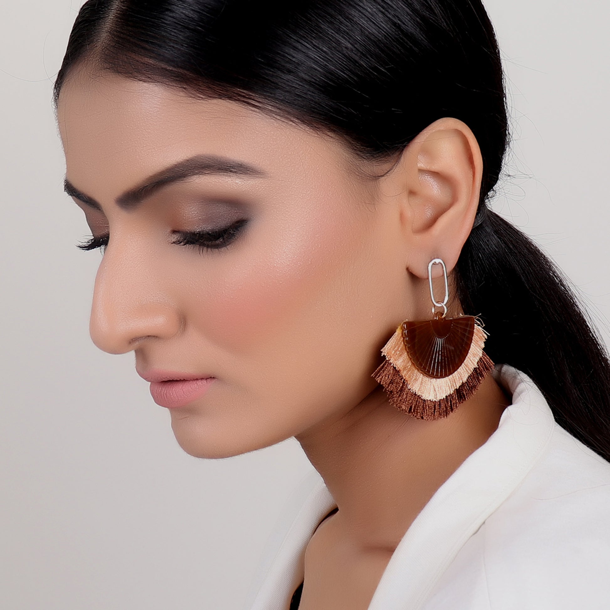 Earrings,Brown Tassel Earrings - Cippele Multi Store