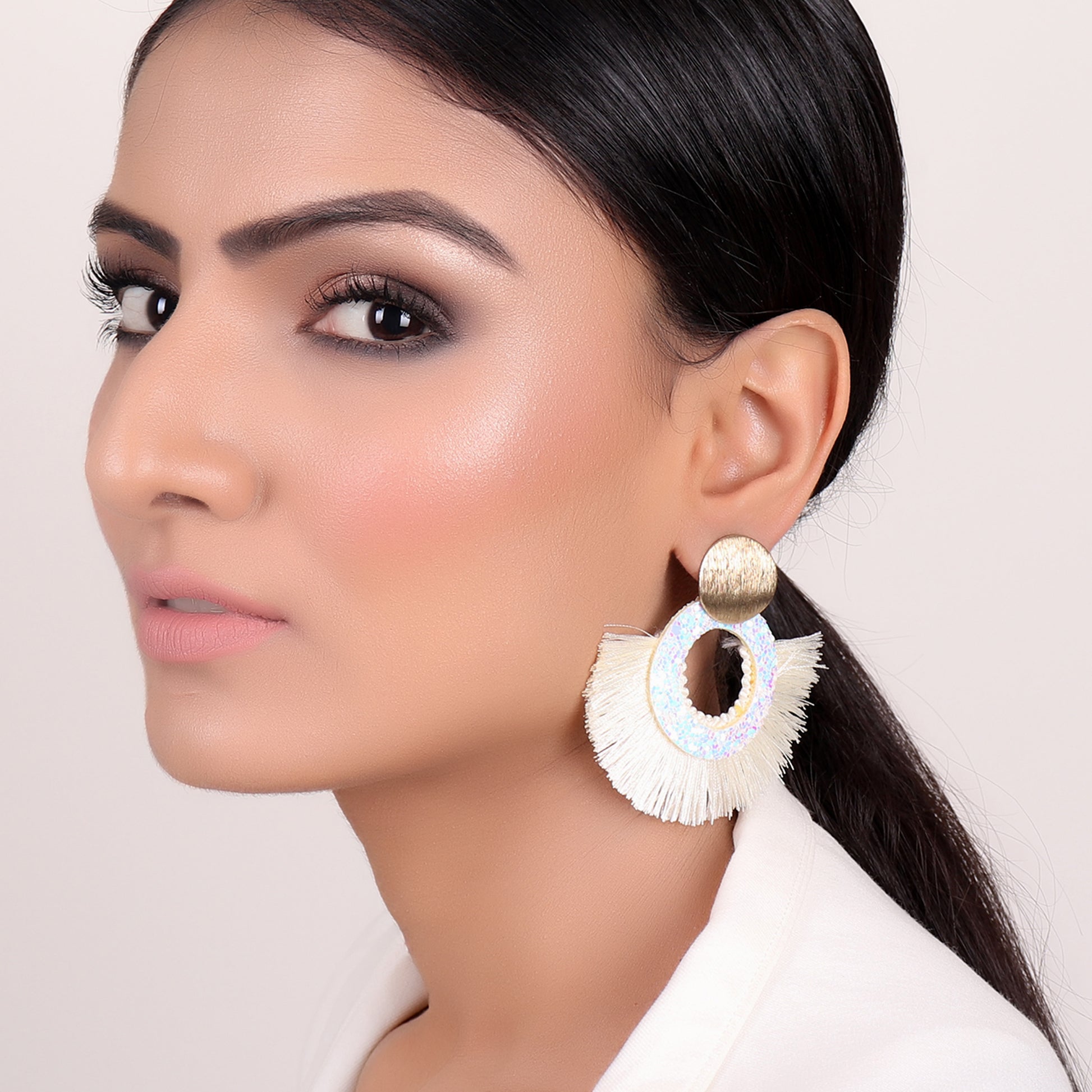 Earrings,Tassel Tryst Earrings in Off White - Cippele Multi Store