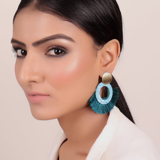 Earrings,Tassel Tryst Earrings in Blue - Cippele Multi Store