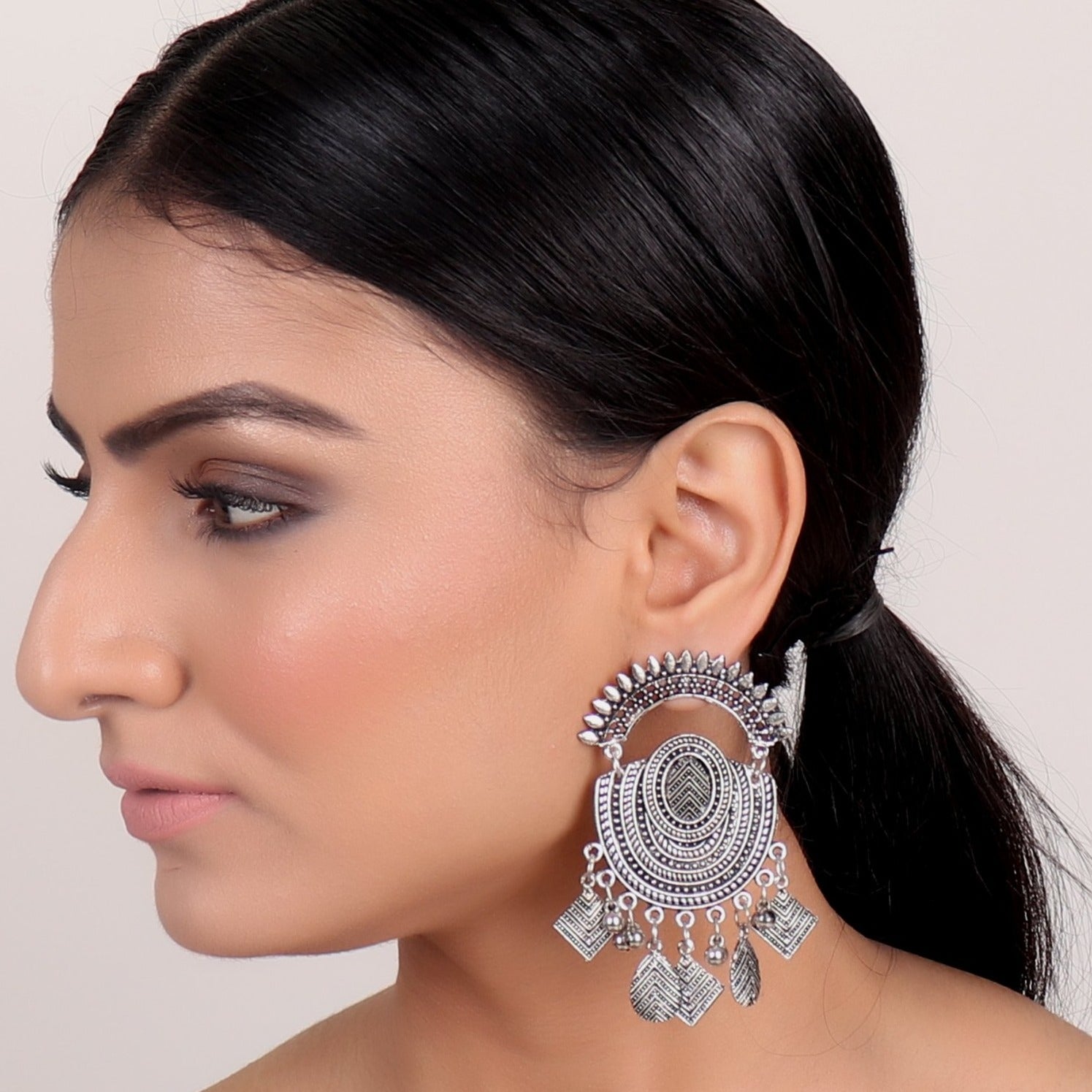 Earrings,Oval Shaped Oxidized Earrings - Cippele Multi Store