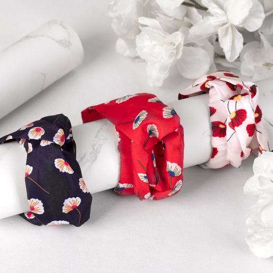 Set Of 3 Glitzy Knotted Hair Bands