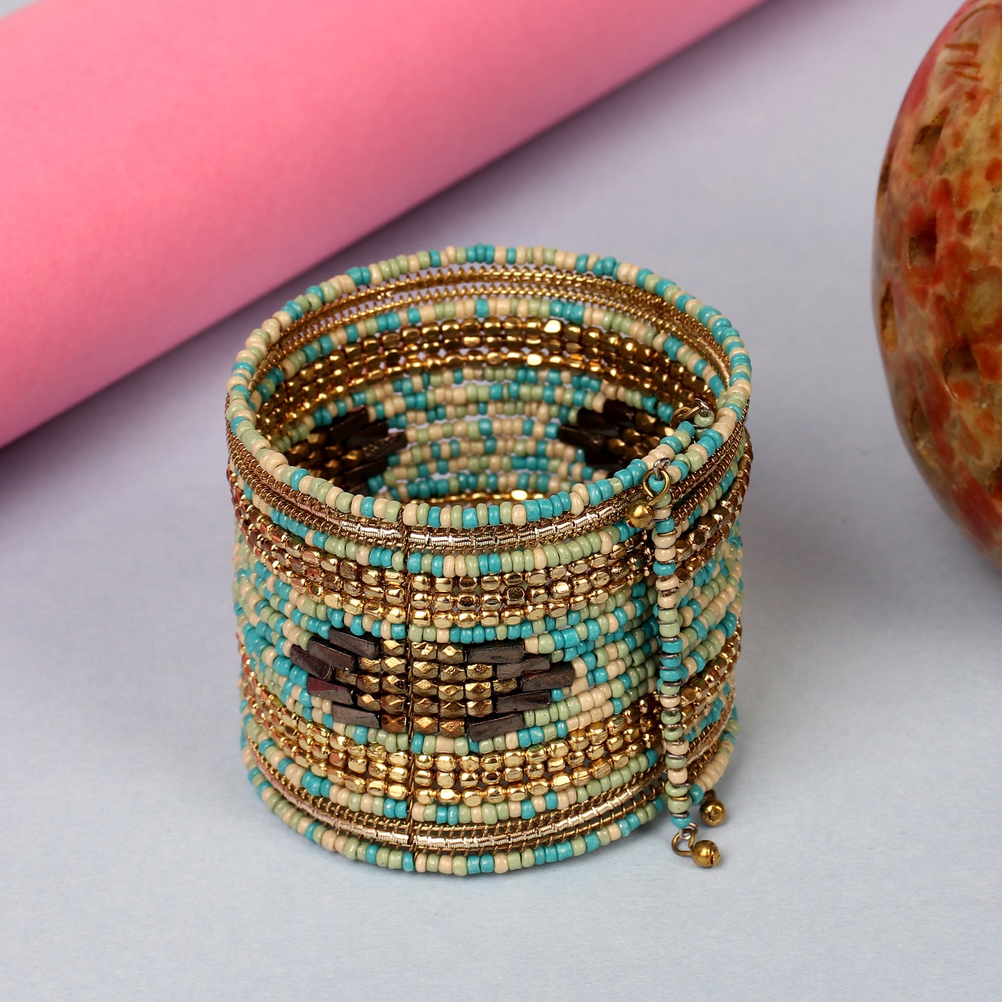 The Vivid Glowing Bangle in Shades of Green