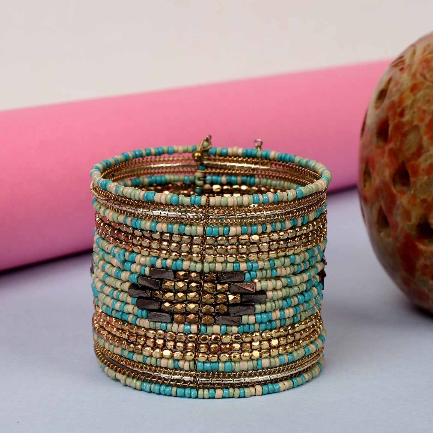 The Vivid Glowing Bangle in Shades of Green