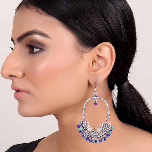 Earrings,Afghan Inspiration Baali with blue & indigo beads - Cippele Multi Store