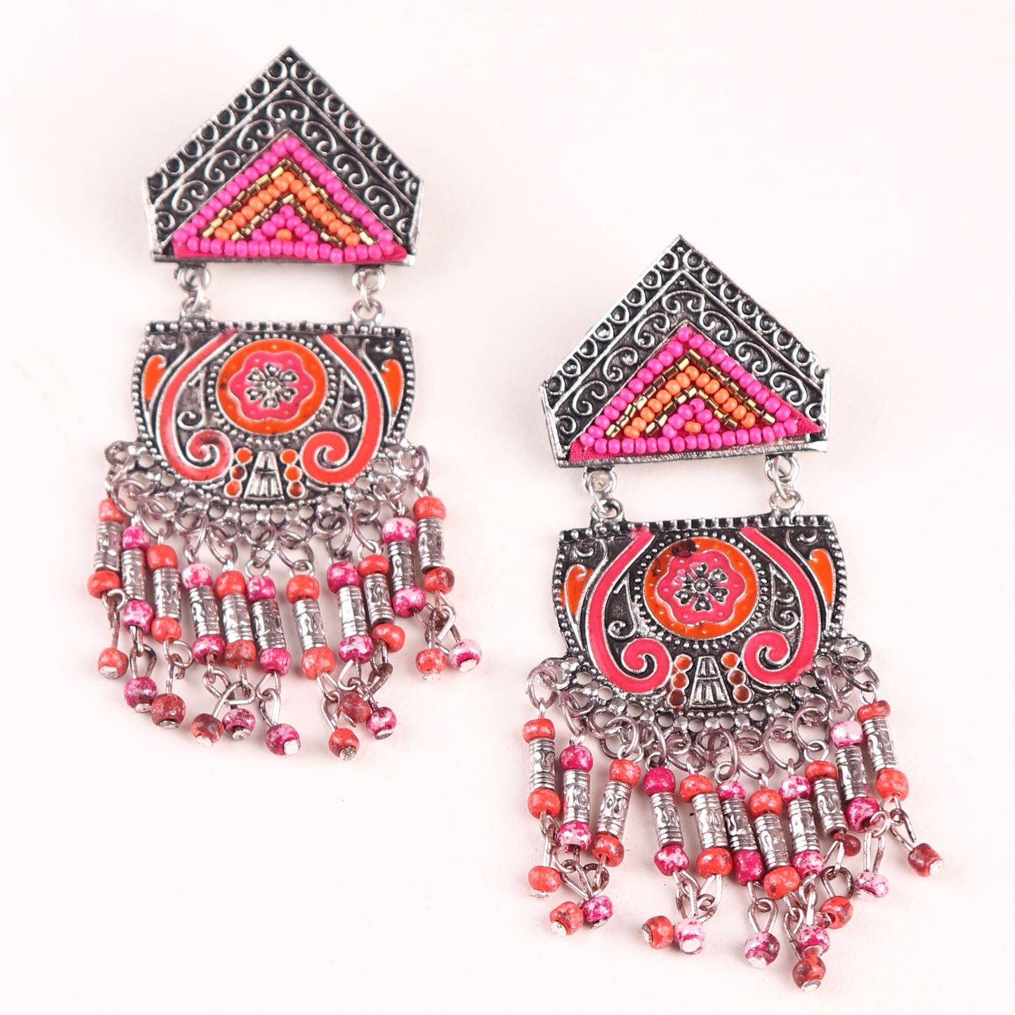 Earrings,The crown on your earlobe Earring in Pink & Orange - Cippele Multi Store