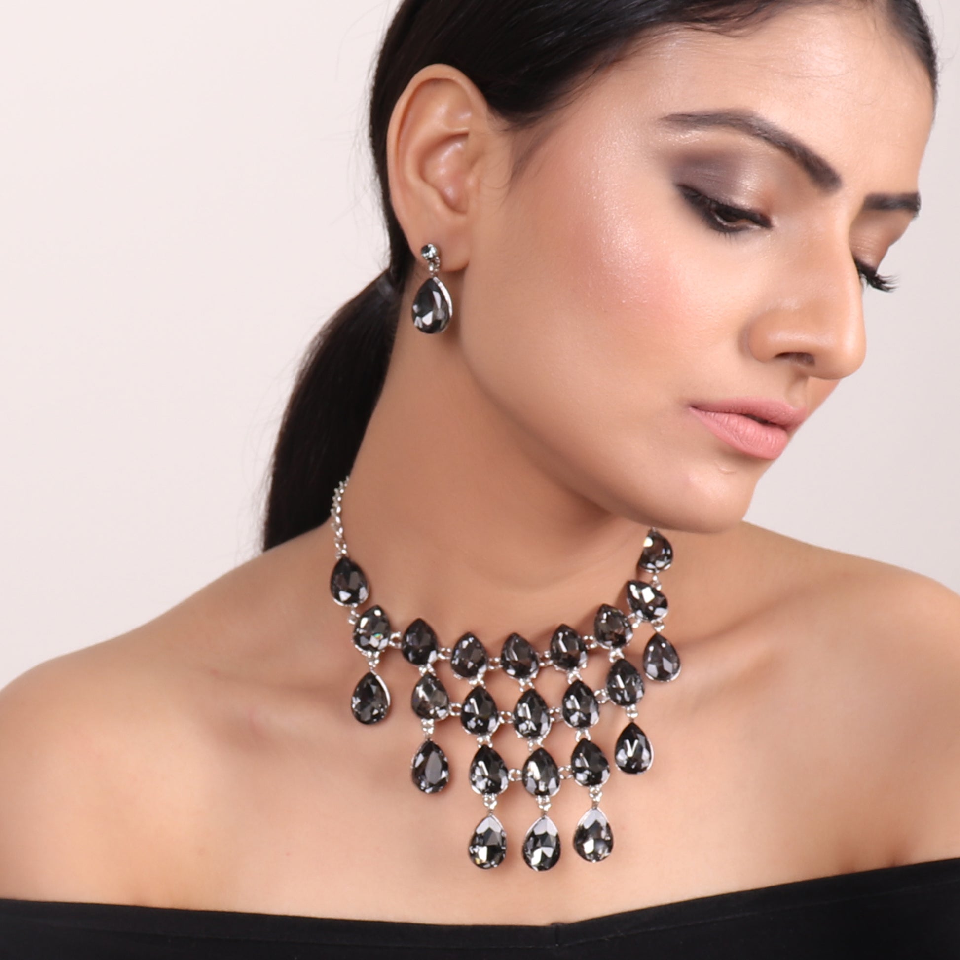 Necklace Set,Tear Drop Magic Necklace Set in Grey - Cippele Multi Store
