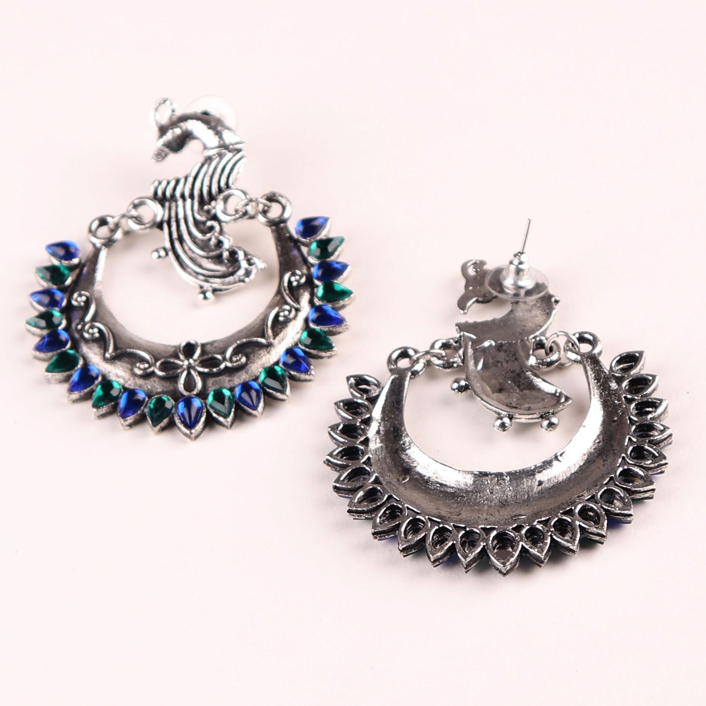 Earrings,The Peacock in the Moon in Midnight Blue & Turquoise - Cippele Multi Store