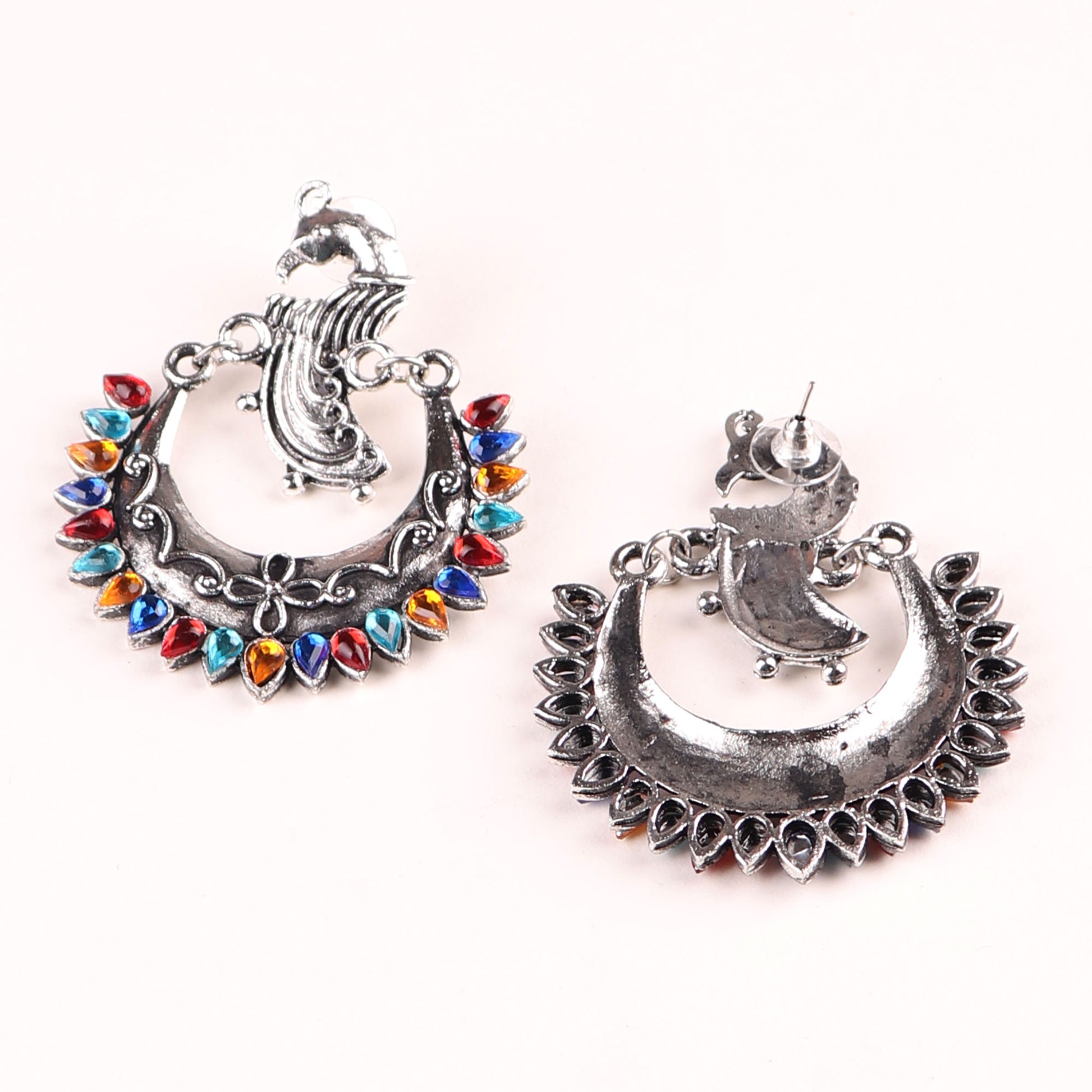 Earrings,The Peacock in the Moon in Multicolor - Cippele Multi Store