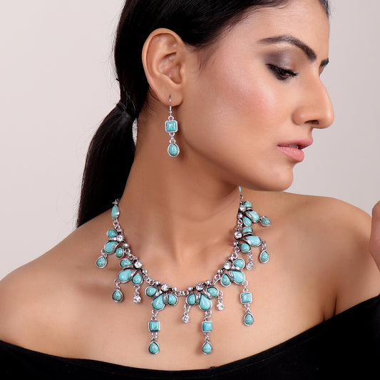 Necklace Set,Queen of Greece Necklace Set in Turquoise - Cippele Multi Store