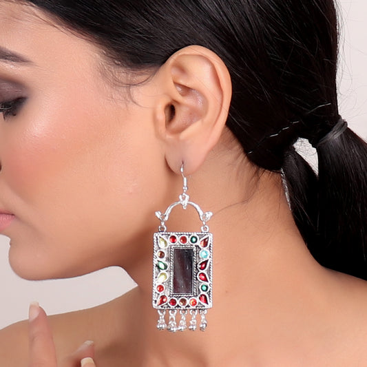 Earrings,Rectangle Mirror Earrings in Multicolor - Cippele Multi Store