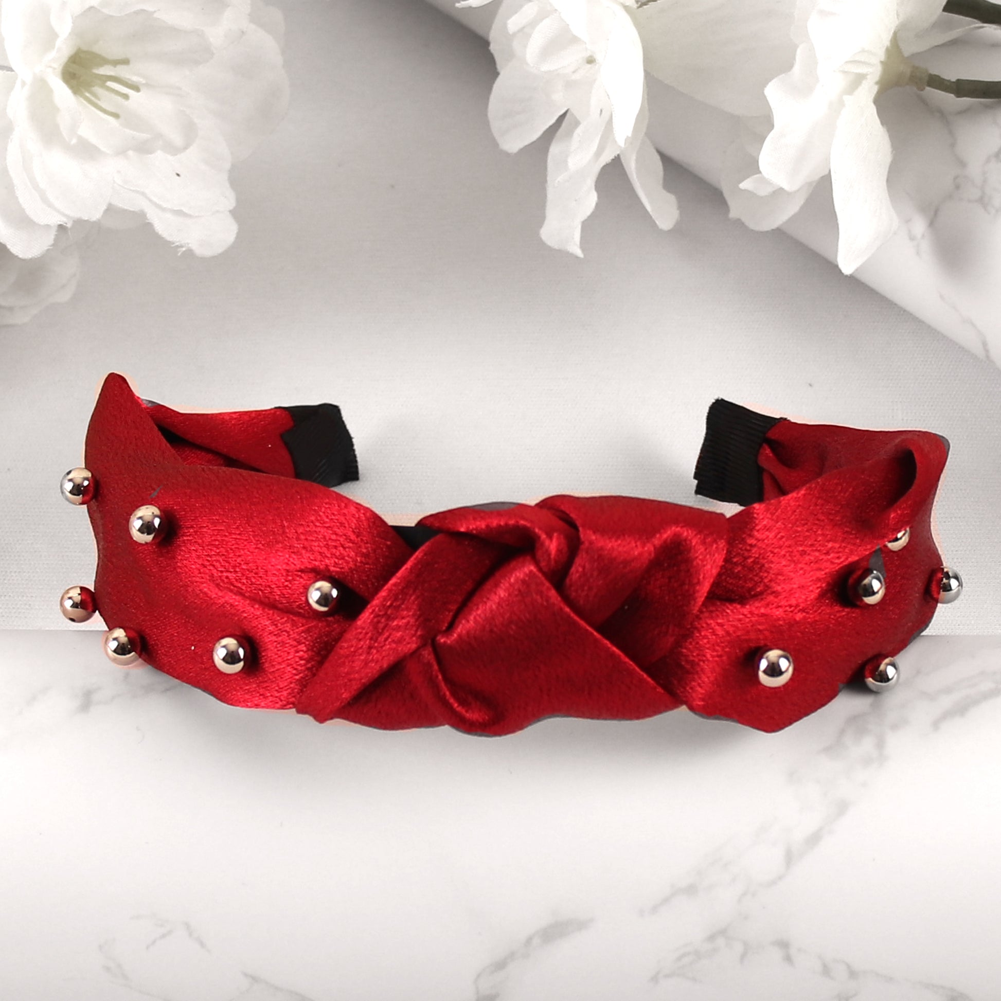 HairBand,The Hair Flair Satin Hair Band in Red - Cippele Multi Store