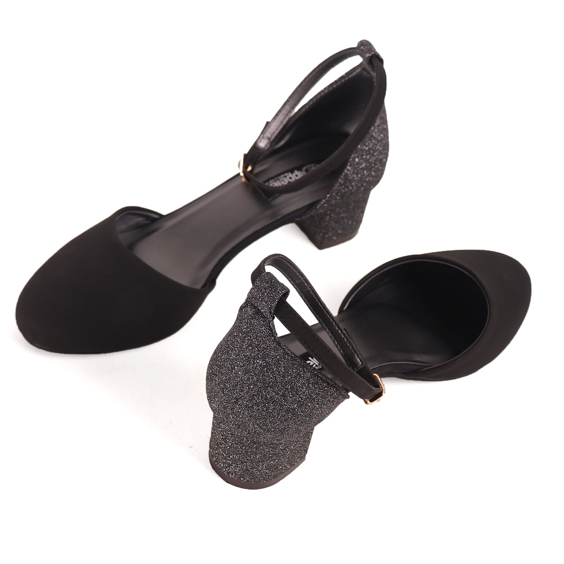 Foot Wear,The Black Glitter Block Heel - Cippele Multi Store