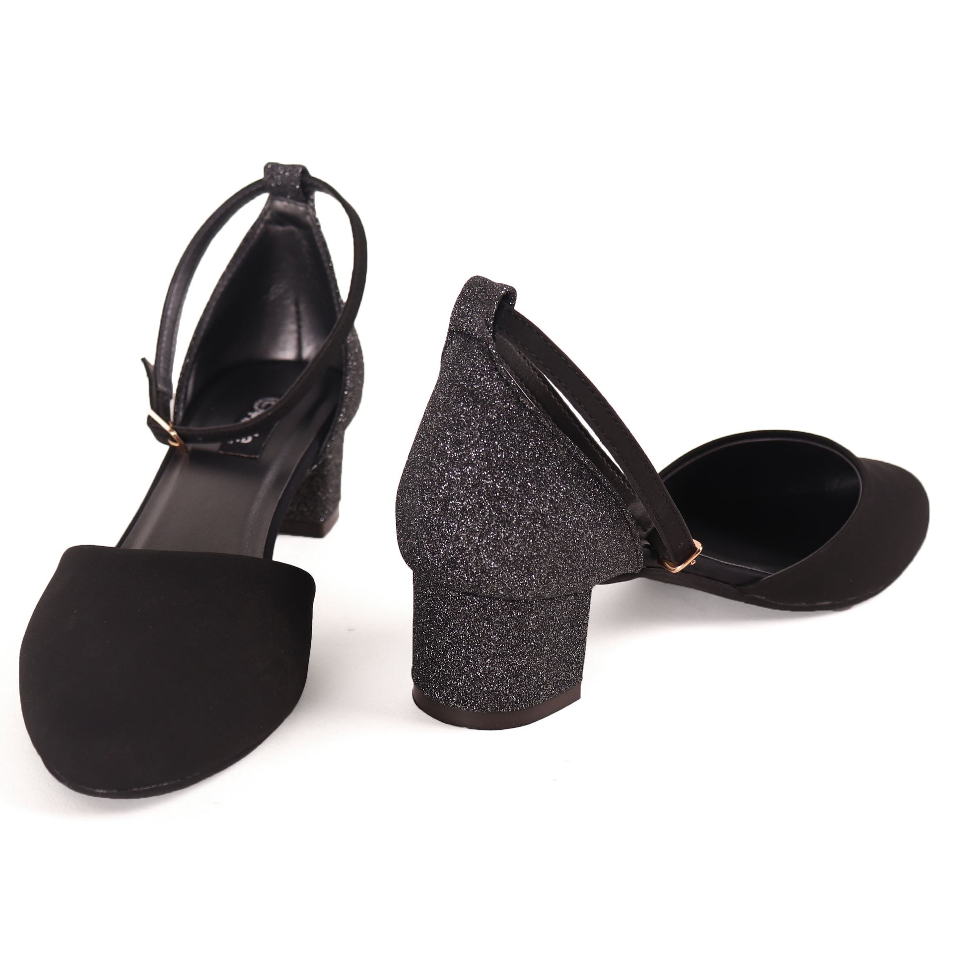 Foot Wear,The Black Glitter Block Heel - Cippele Multi Store