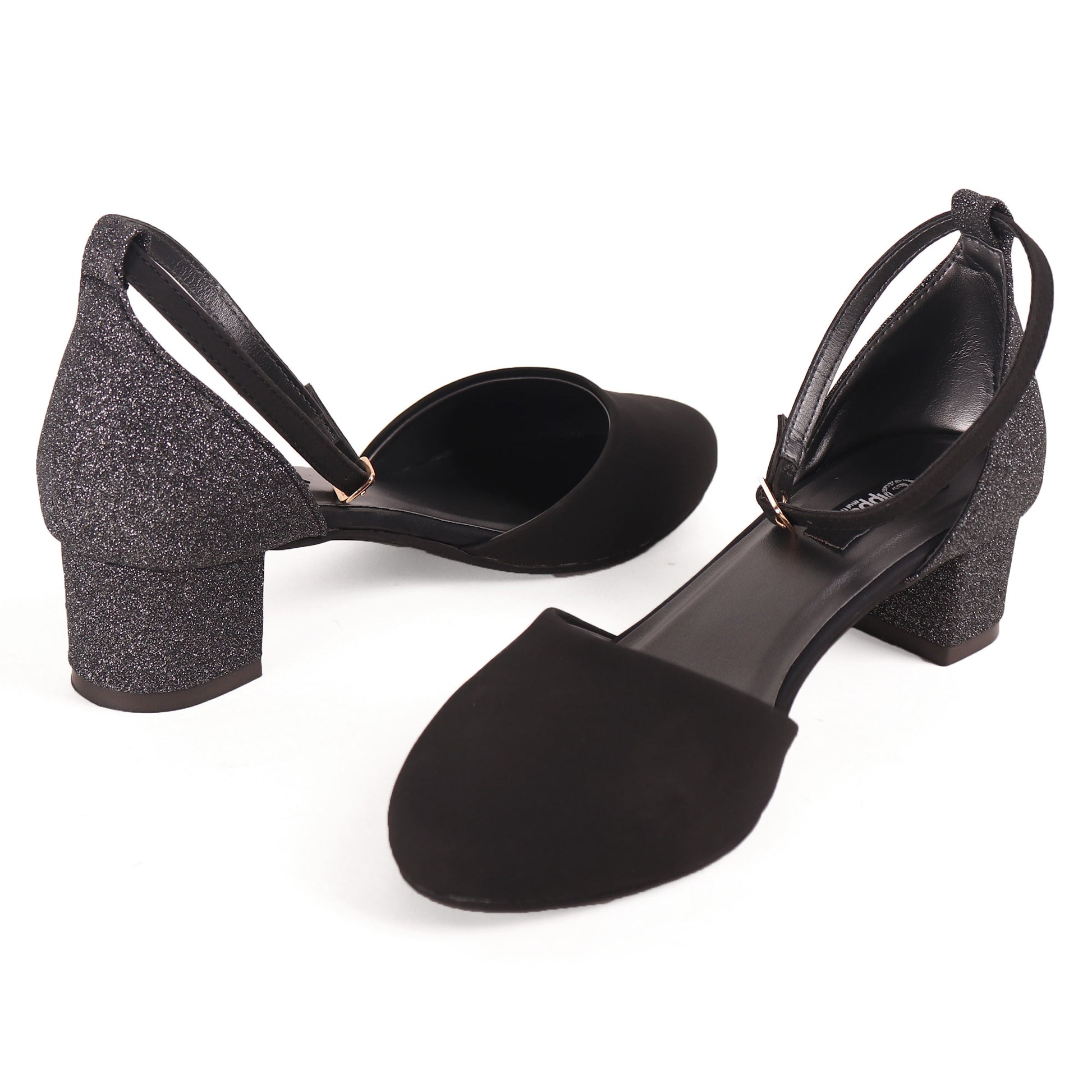 Foot Wear,The Black Glitter Block Heel - Cippele Multi Store