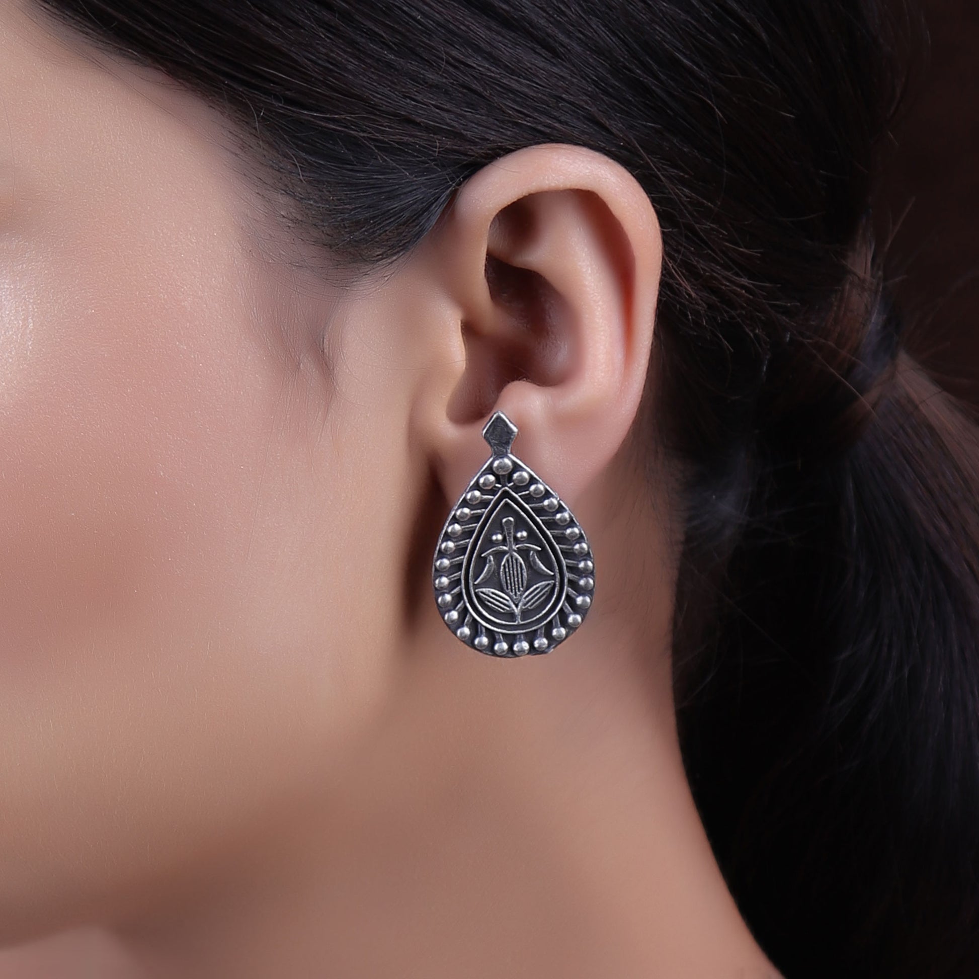 Earrings,The Coral Silver Look Alike Stud - Cippele Multi Store