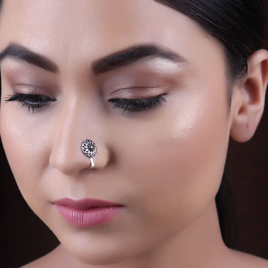 Nose Pin,Flower Charm Nose Pin in Dual Tone - Cippele Multi Store
