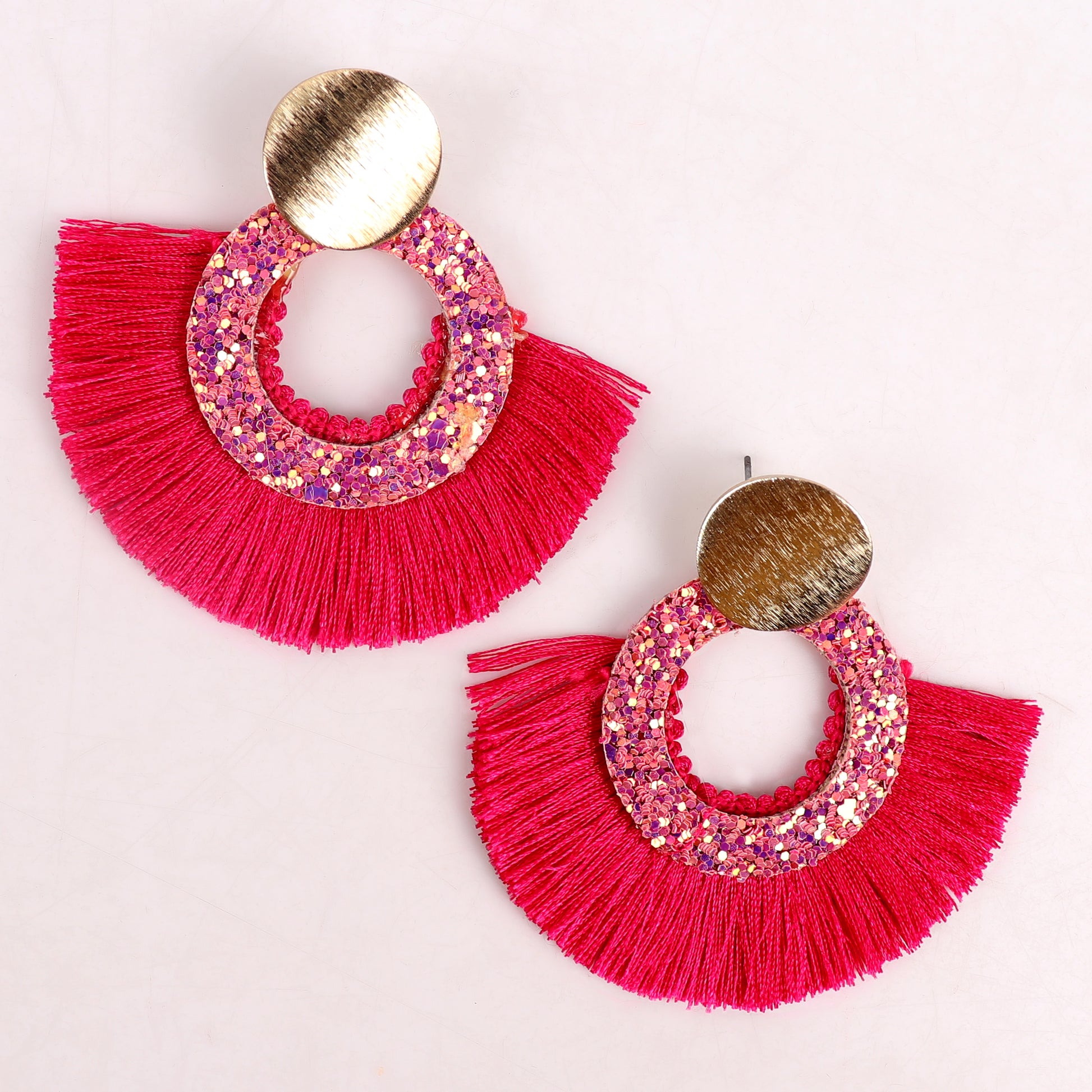 Earrings,Tassel Tryst Earrings in Pink - Cippele Multi Store