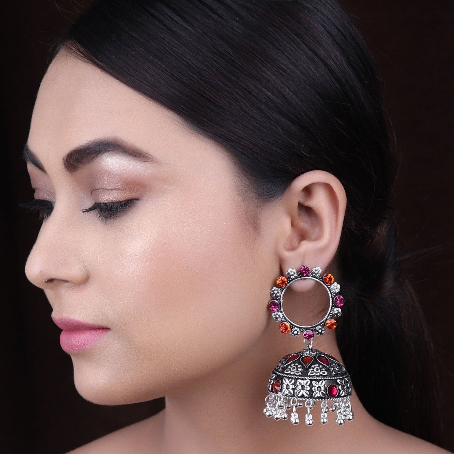 Earrings,The Twirl Pearl Earring in Pink & Orange - Cippele Multi Store