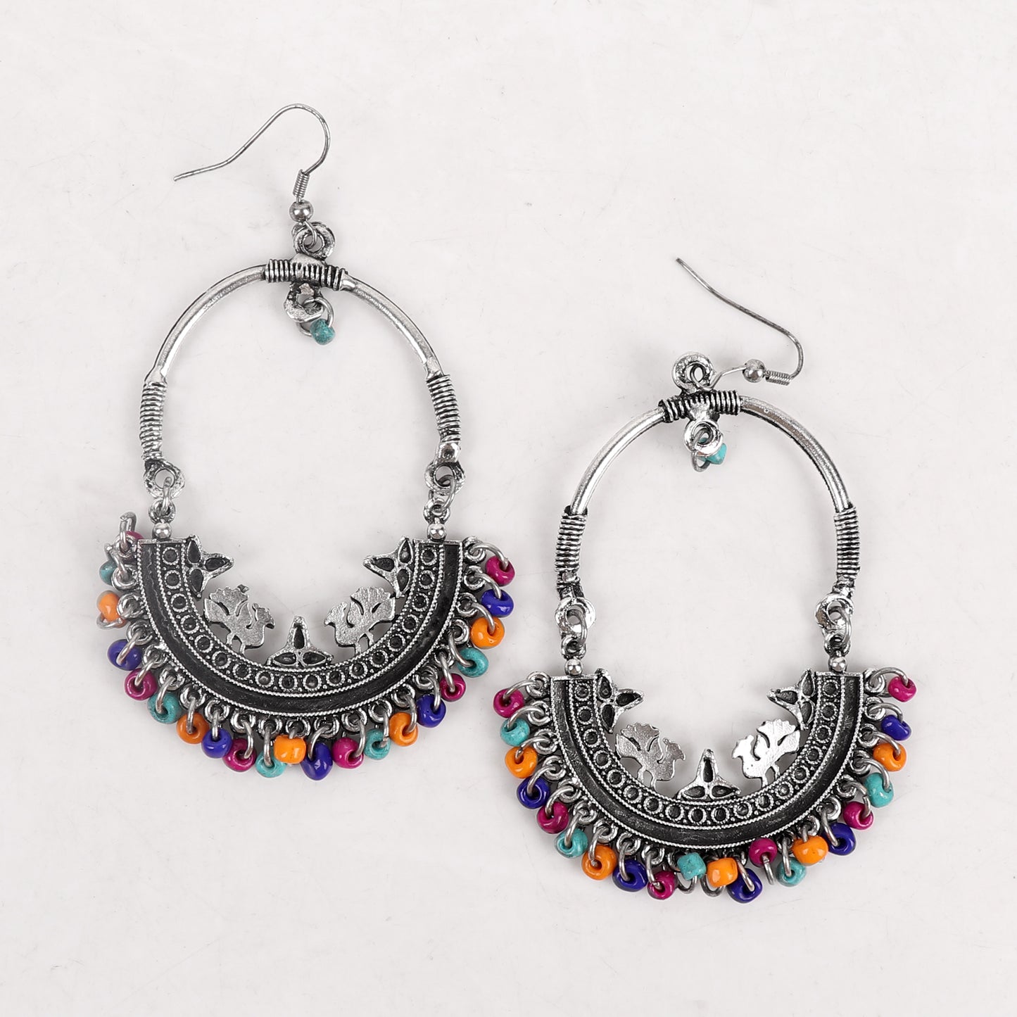 Earrings,Afghan Inspiration Baali with multicolored beads - Cippele Multi Store