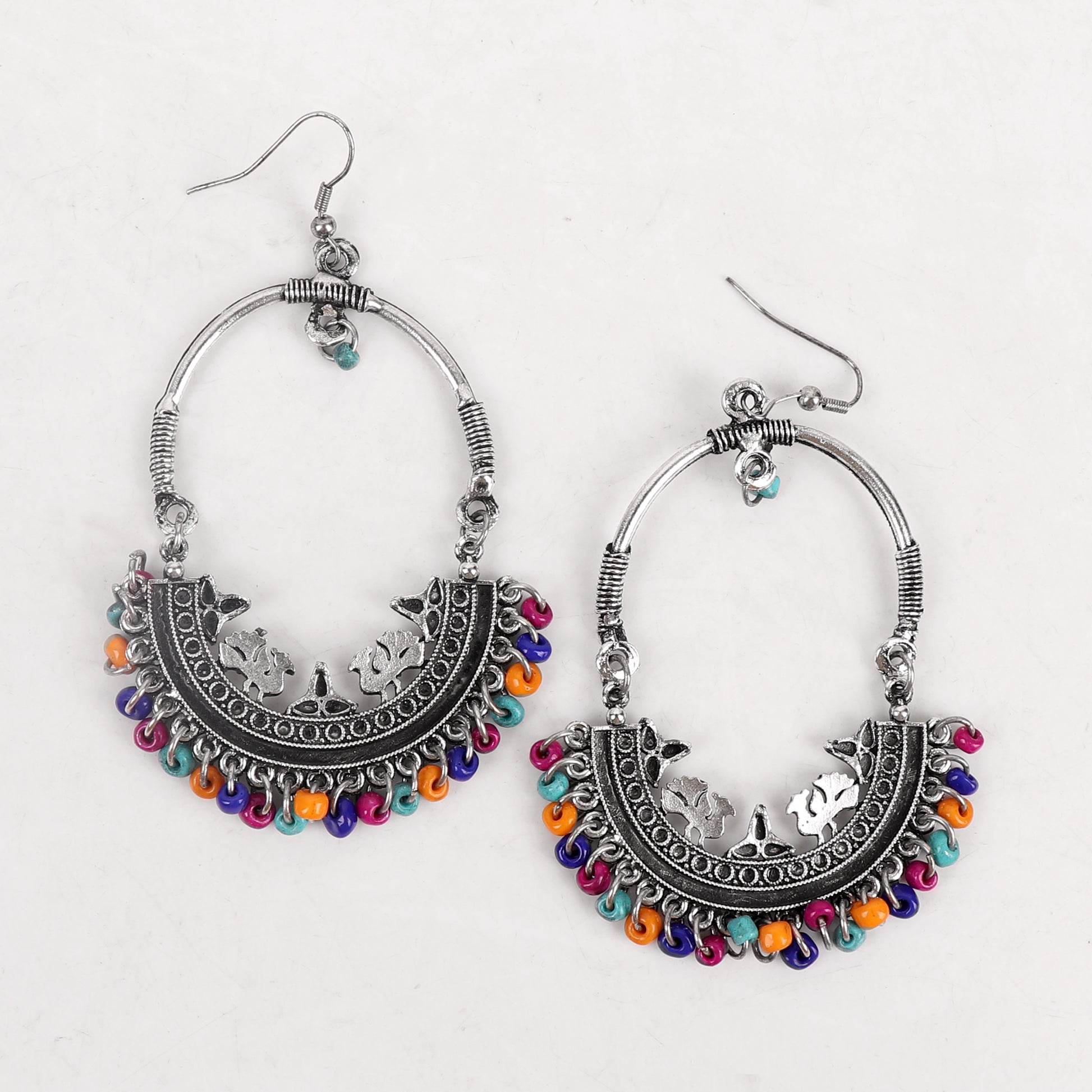 Earrings,Afghan Inspiration Baali with multicolored beads - Cippele Multi Store