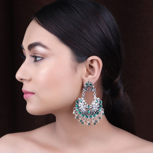 Earrings,The Vibrant Gleamy Pearl Earrings in Green & Cream - Cippele Multi Store