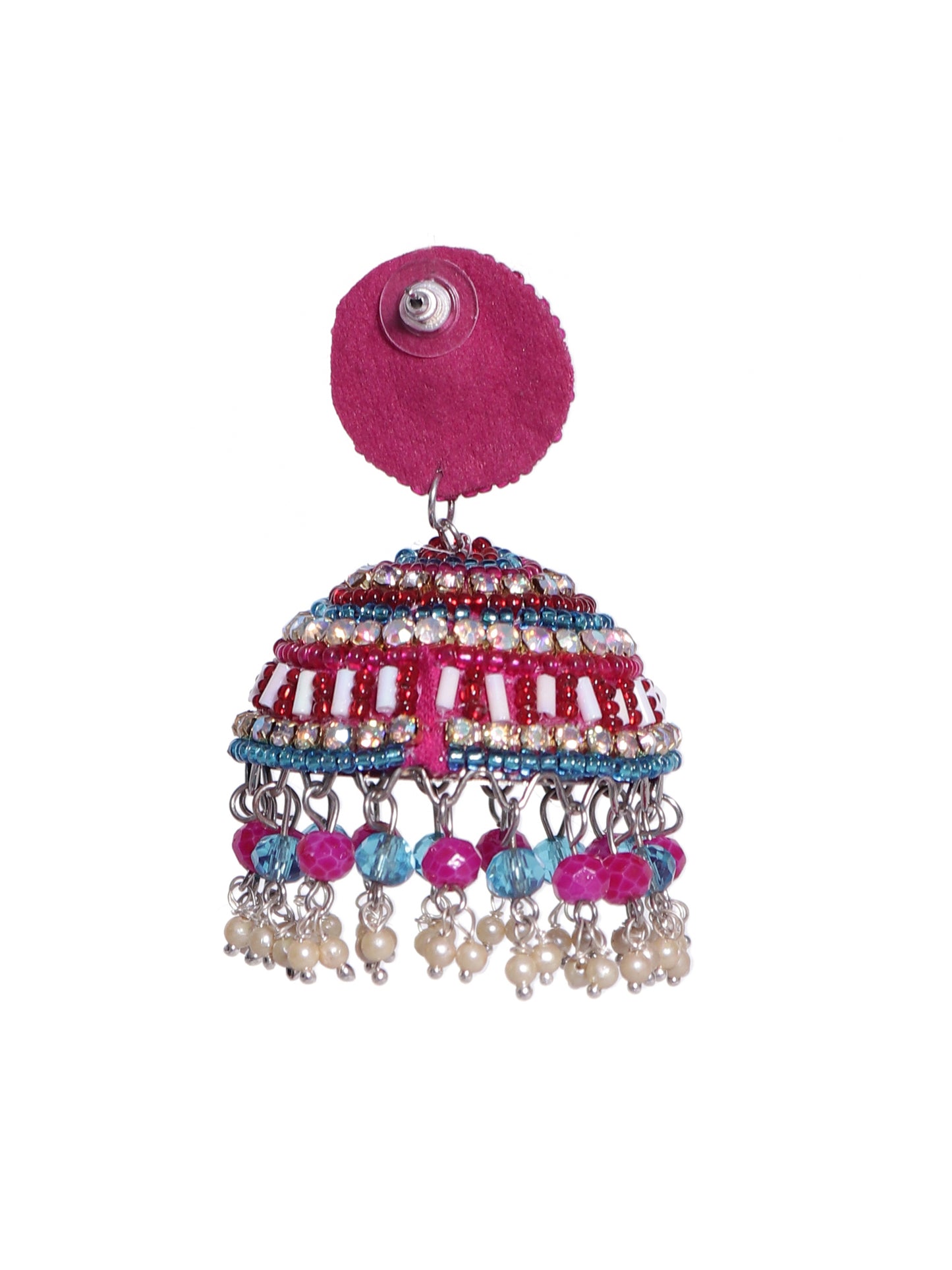 The Flamboyant Fiery Fairy Jhumkas in Pink & Turquoise Blue