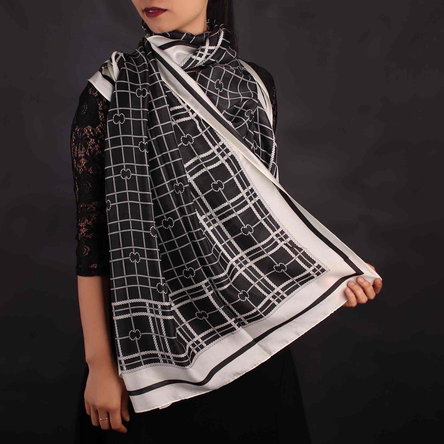 Black Printed Designer Stole