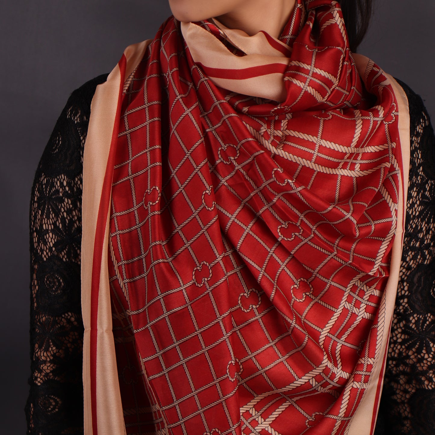 Maroon Chequered Stole