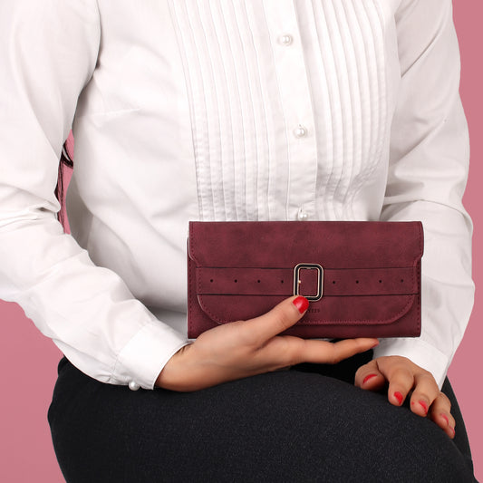Classy Strap Wallet in Maroon