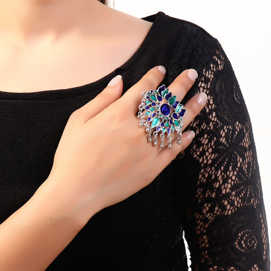 Ring,One-of-a-kind traditional Meenakari Ring - Cippele Multi Store