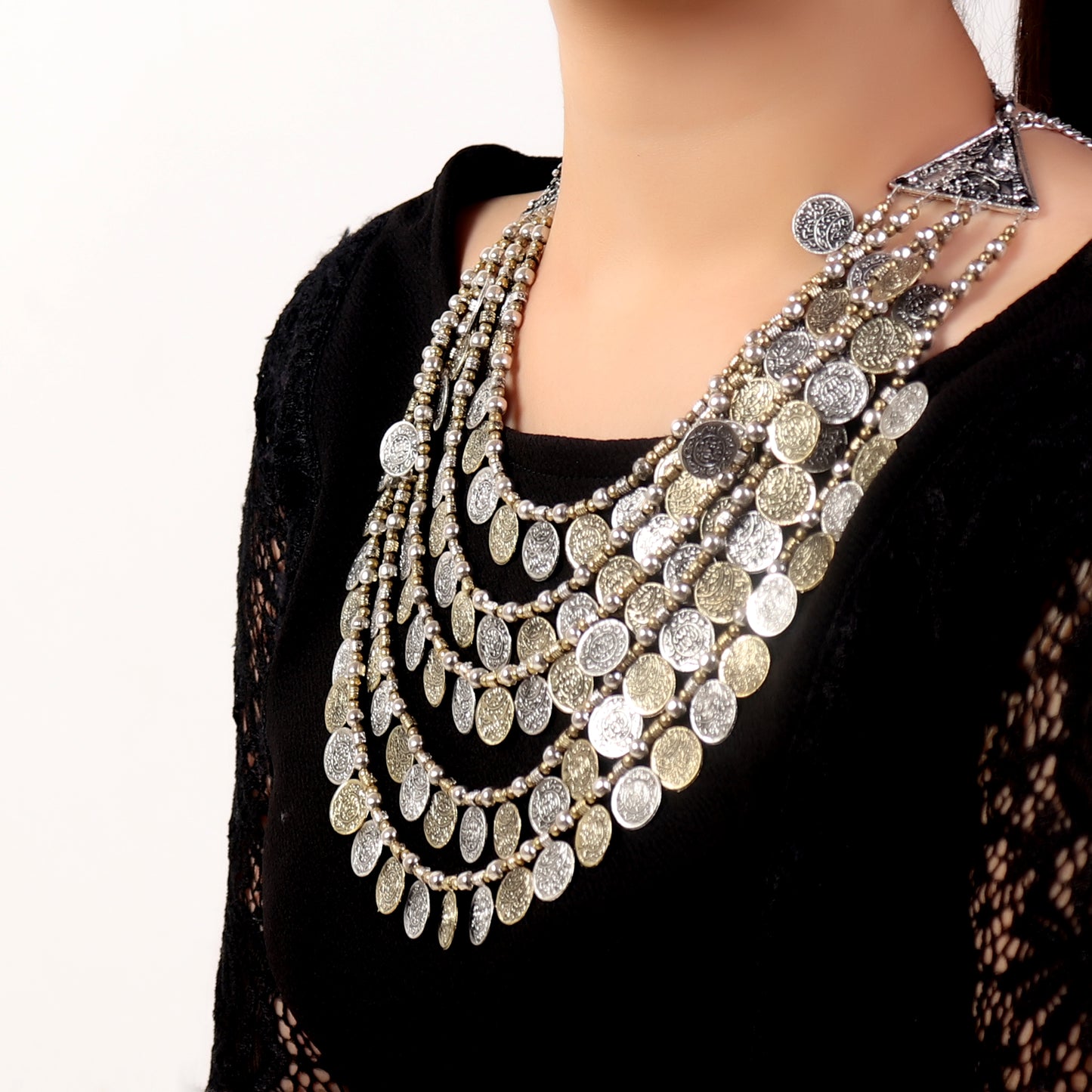 Necklace,Layered Coin Necklace - Cippele Multi Store