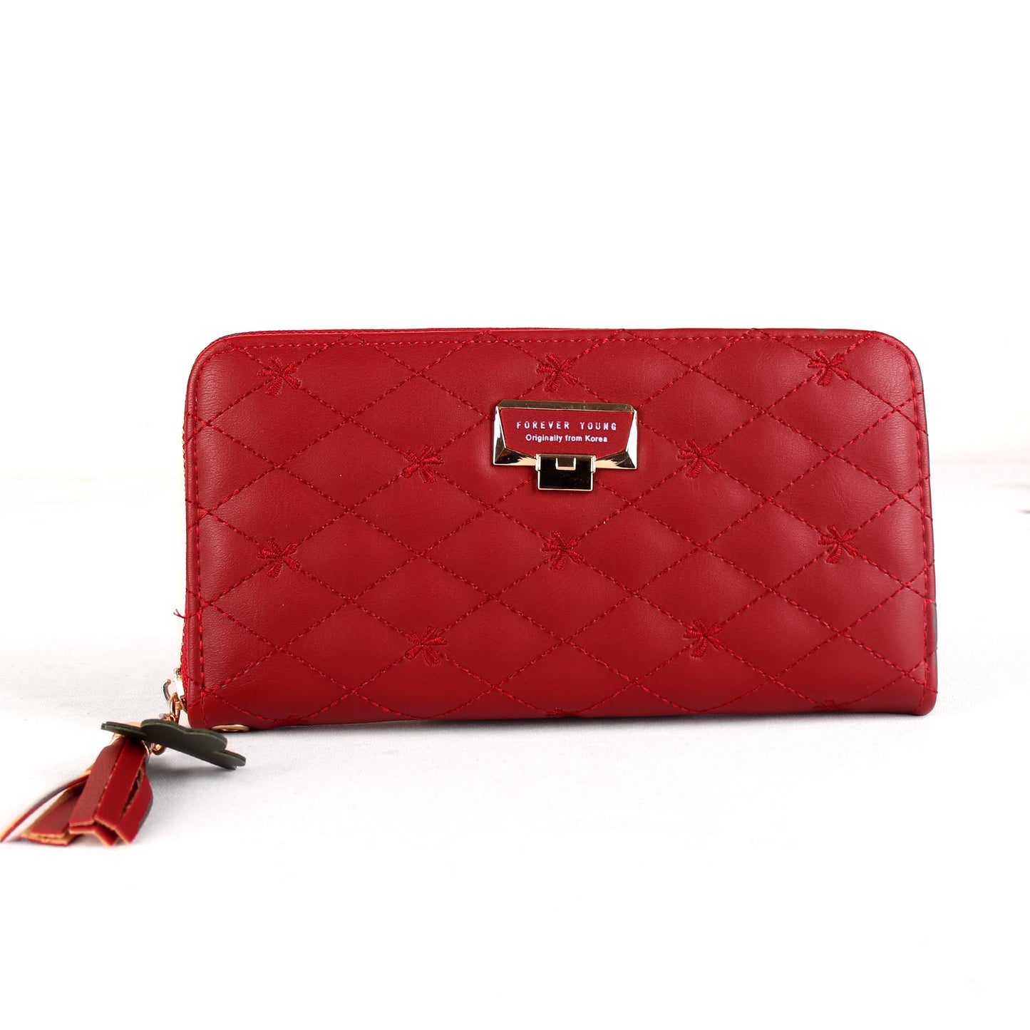 The Boxy inverted Clamped wallet with Tassels in Maroon