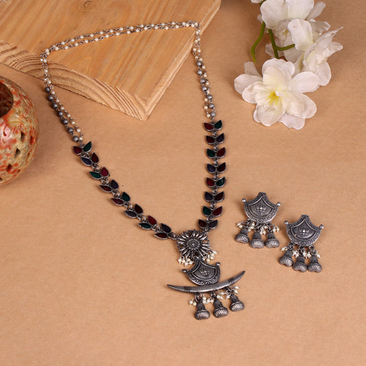 The Aspen Leafy Meenakari Necklace Set