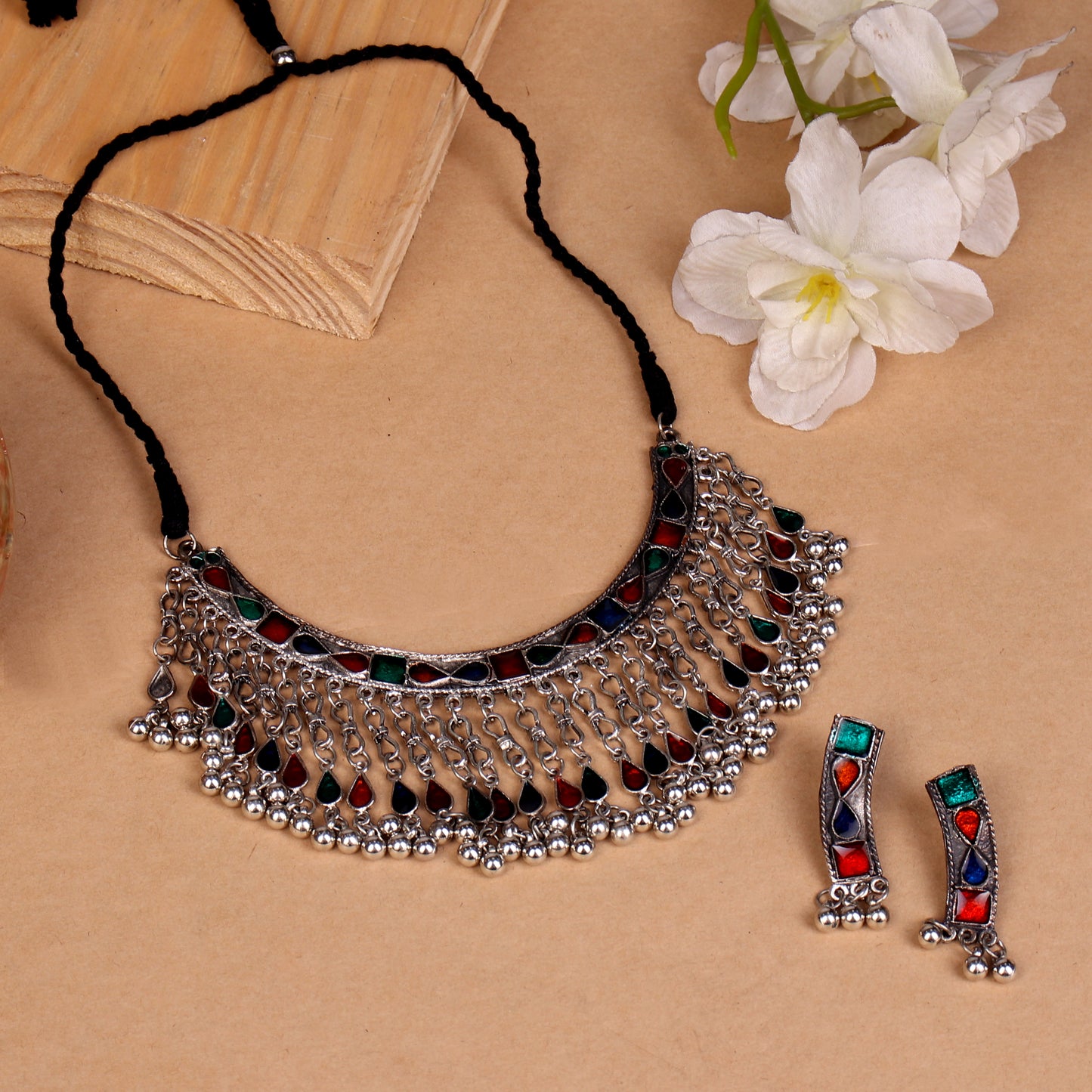 Multi-Colored Meenakari Necklace Set