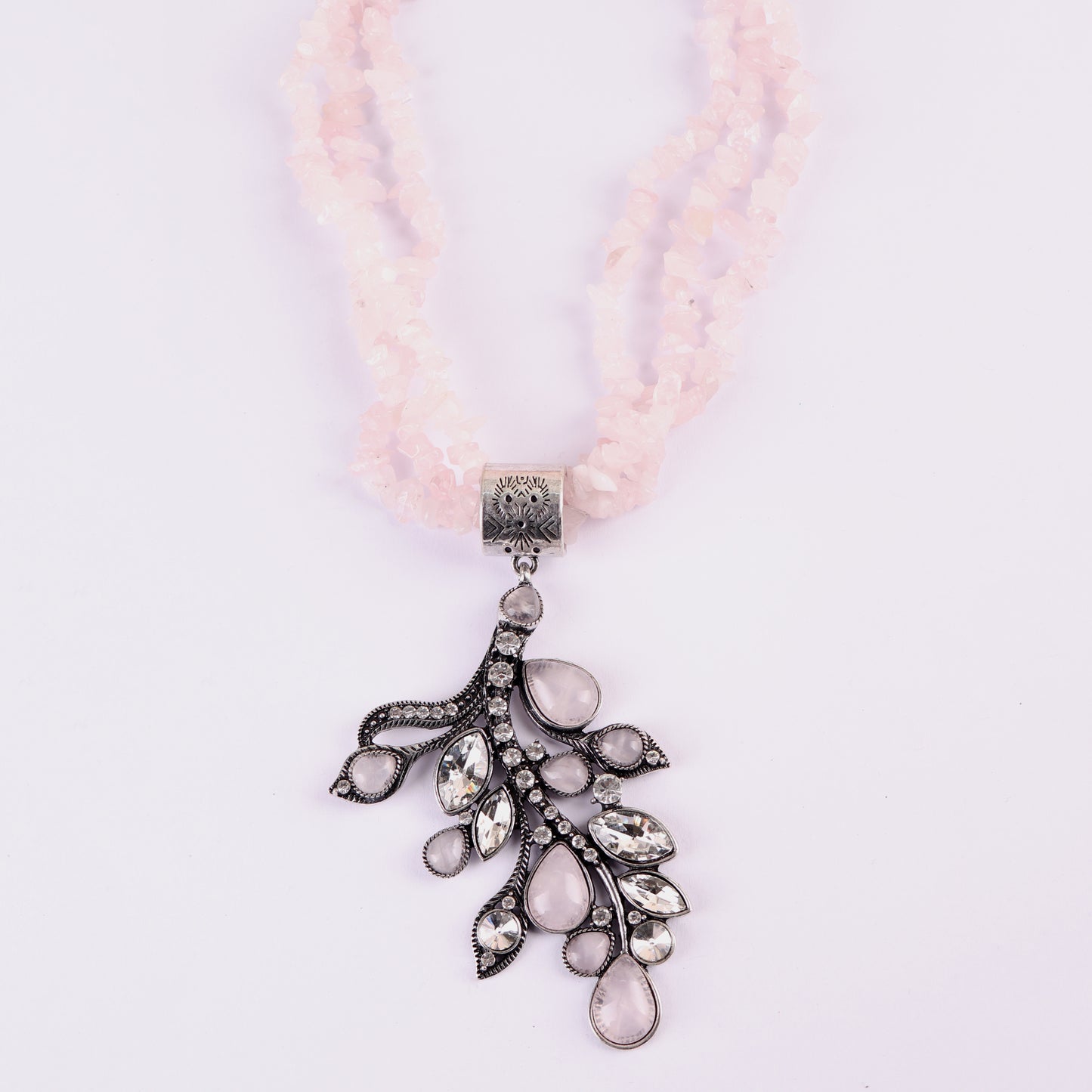 Necklace,Beaded Pink Necklace with Leaf Pendant - Cippele Multi Store