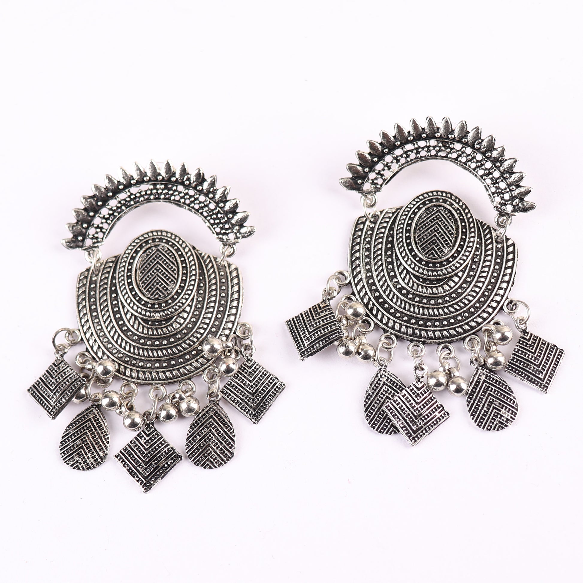 Earrings,Oval Shaped Oxidized Earrings - Cippele Multi Store