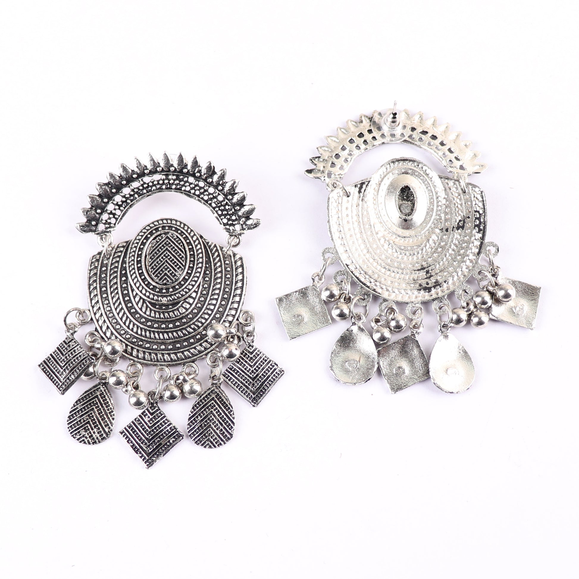 Earrings,Oval Shaped Oxidized Earrings - Cippele Multi Store