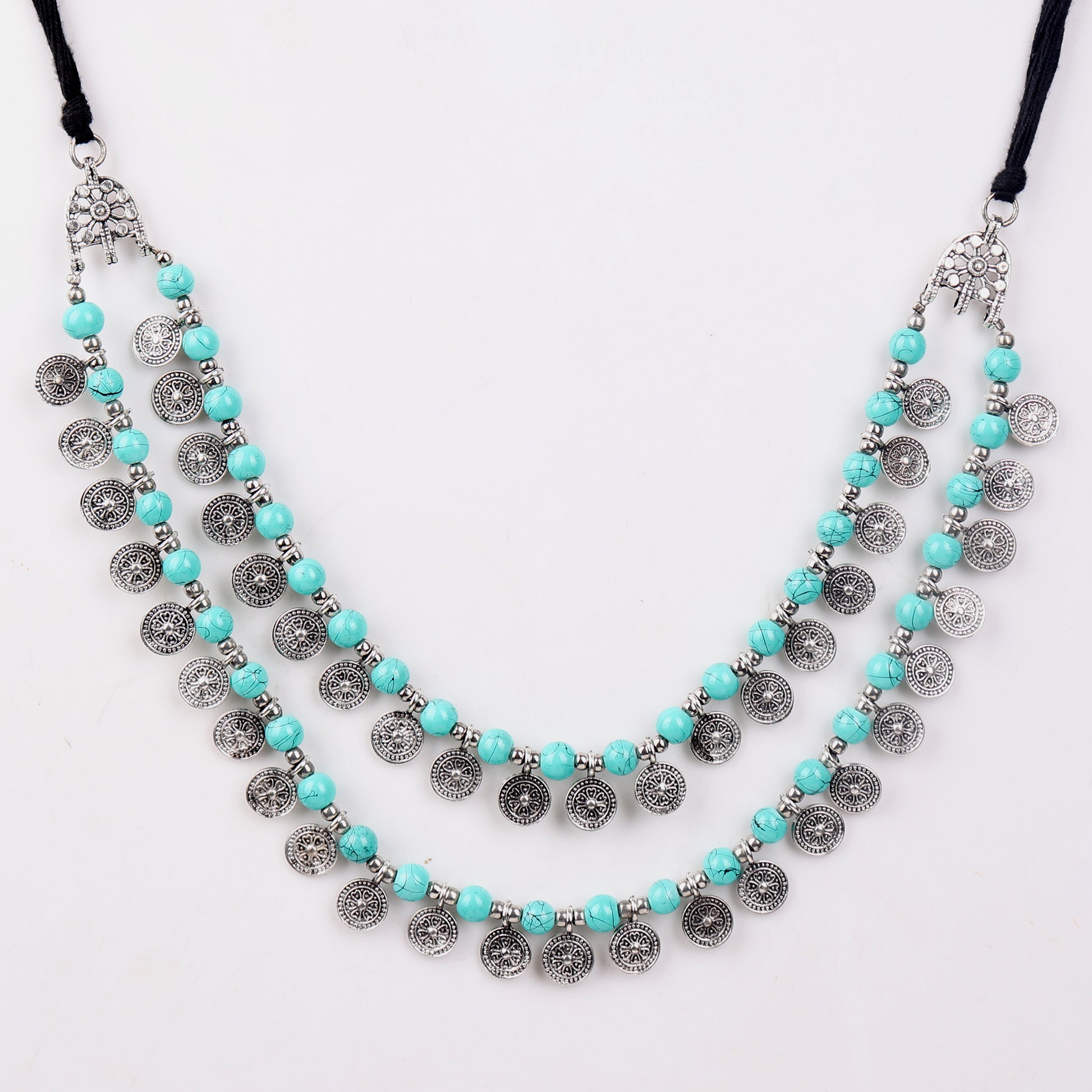 Necklace,Layered Necklace with Jade Green Beads - Cippele Multi Store