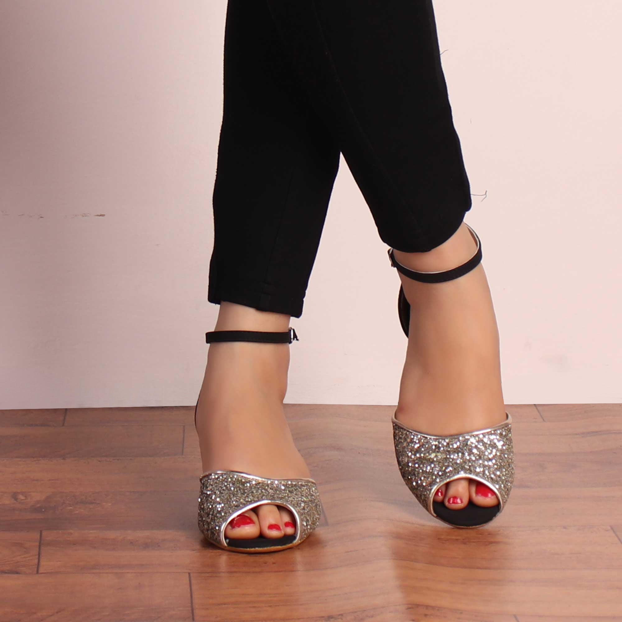 Buy Shoetopia Stylish Slingback Peep Toe Black Stiletto Heeled Sandals For  Women & Girls /UK3 at Amazon.in
