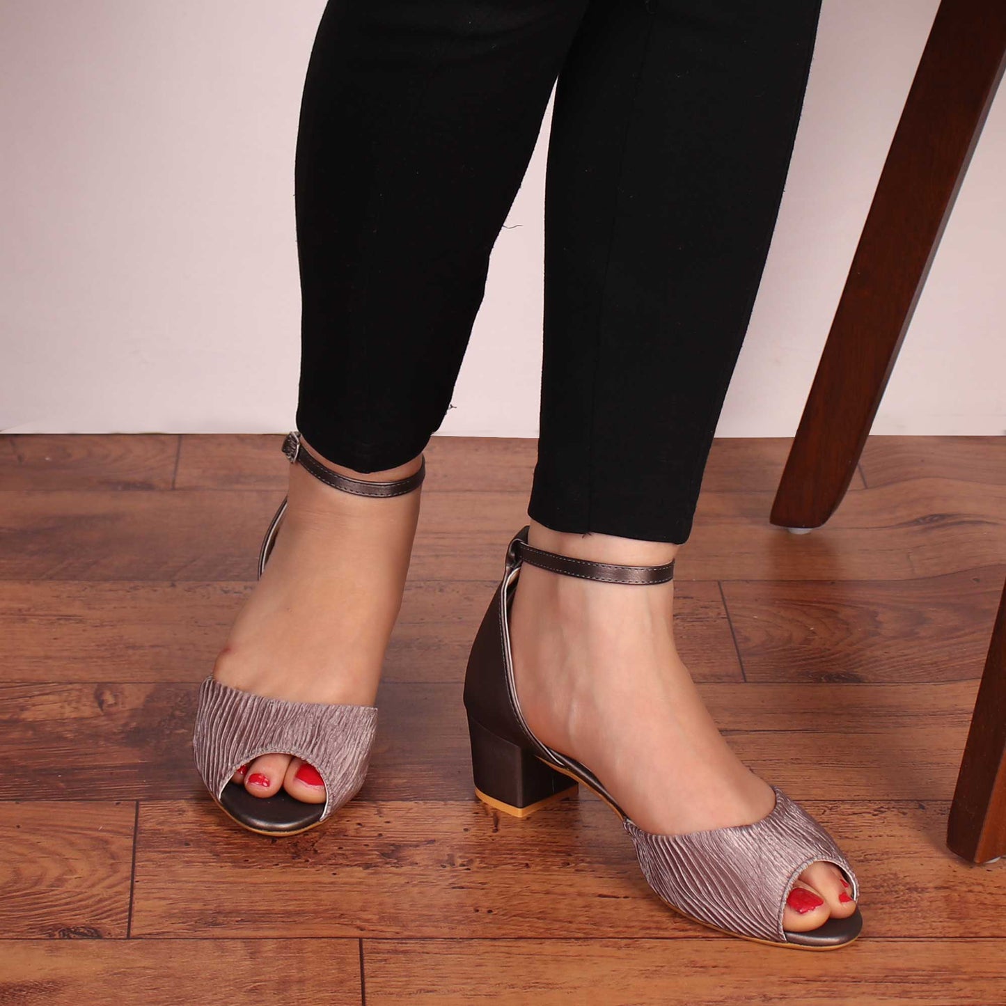 The Ripple Grey Block Heel