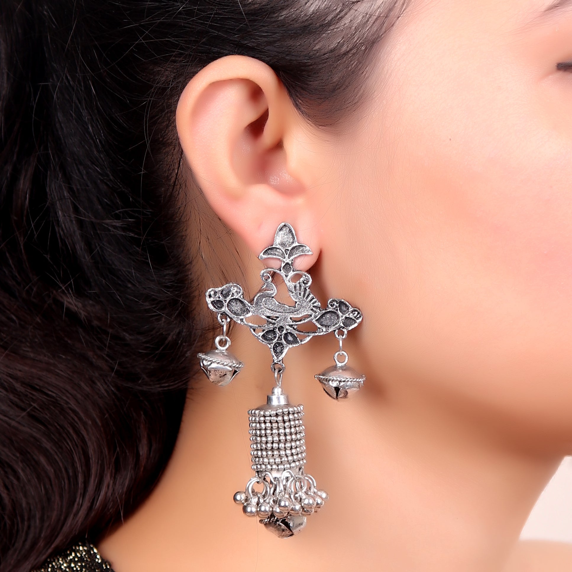 Earrings,Ghungroo Love Earrings in Silver - Cippele Multi Store