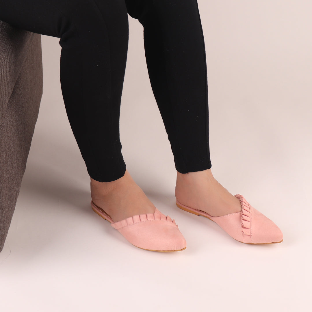 Foot Wear,The Suede Foliate Mule in Baby Pink - Cippele Multi Store
