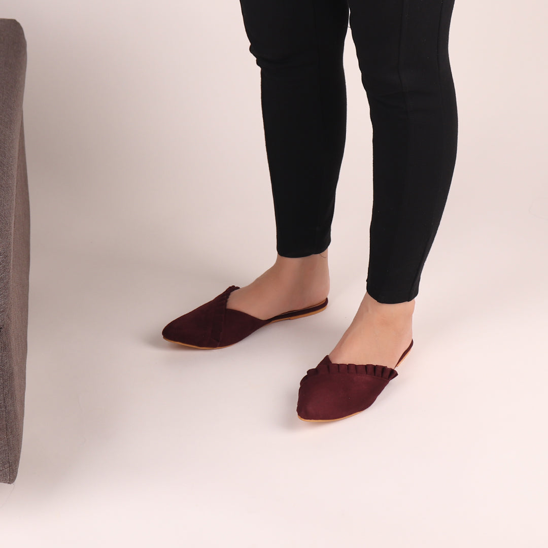Foot Wear,The Suede Foliate Mule in Wine - Cippele Multi Store