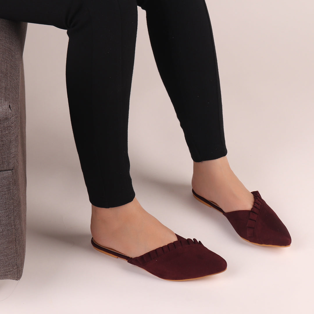 Foot Wear,The Suede Foliate Mule in Wine - Cippele Multi Store