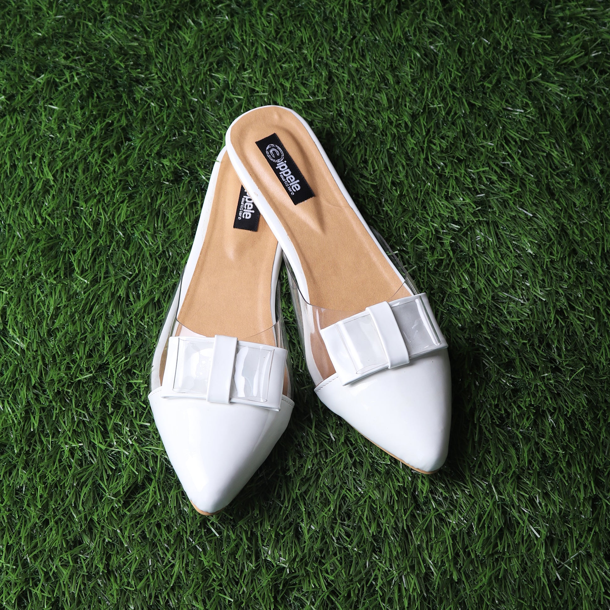 Foot Wear,The Finska Cookie Ribbon Mules in White - Cippele Multi Store