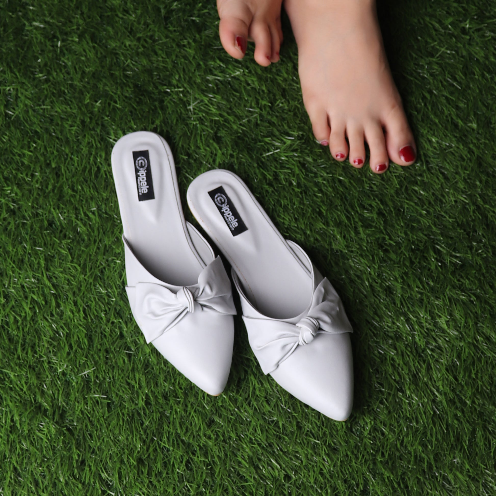 Foot Wear,The Charismatic Bow Mules in Grey - Cippele Multi Store