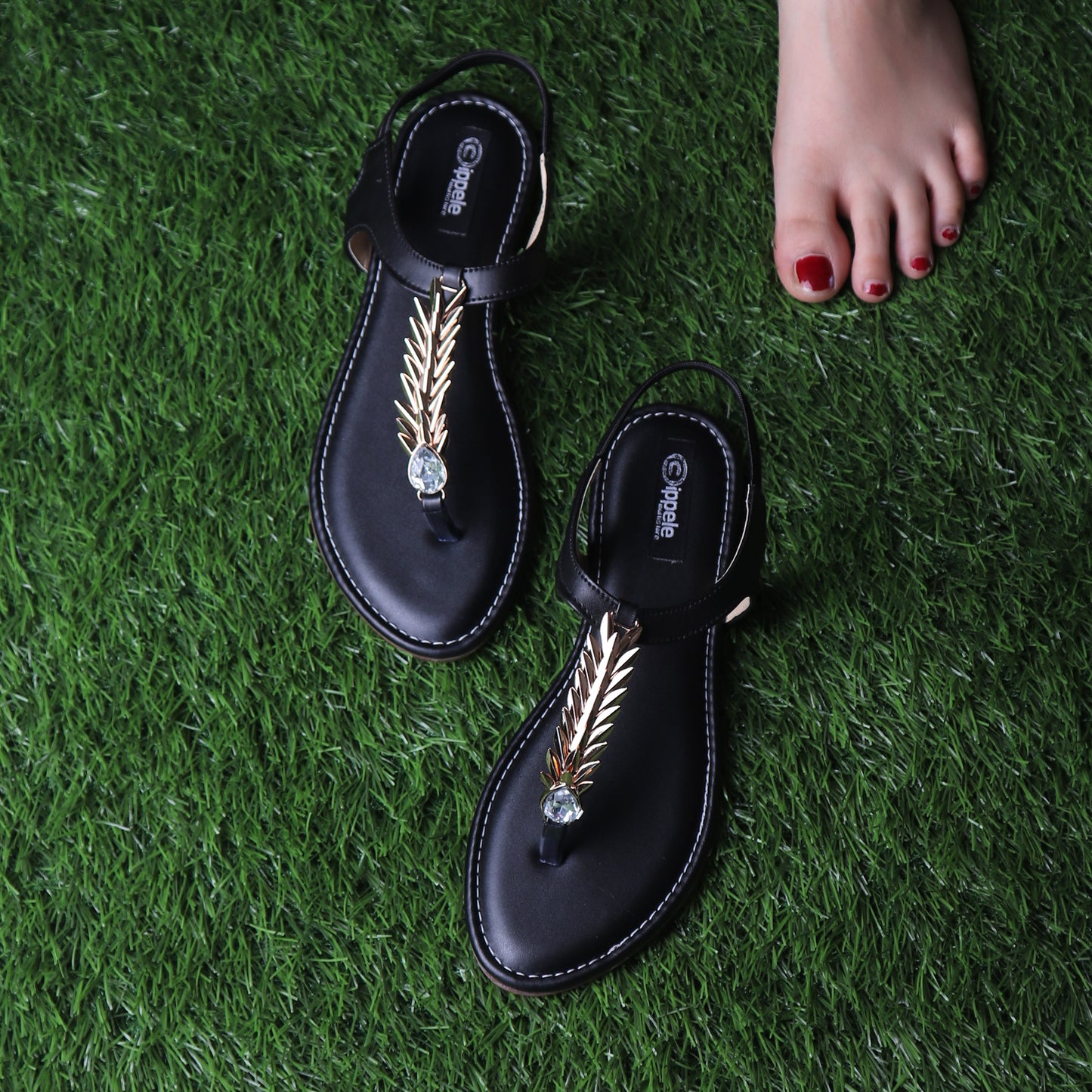Foot Wear,The Palm Branch Flats in Black - Cippele Multi Store