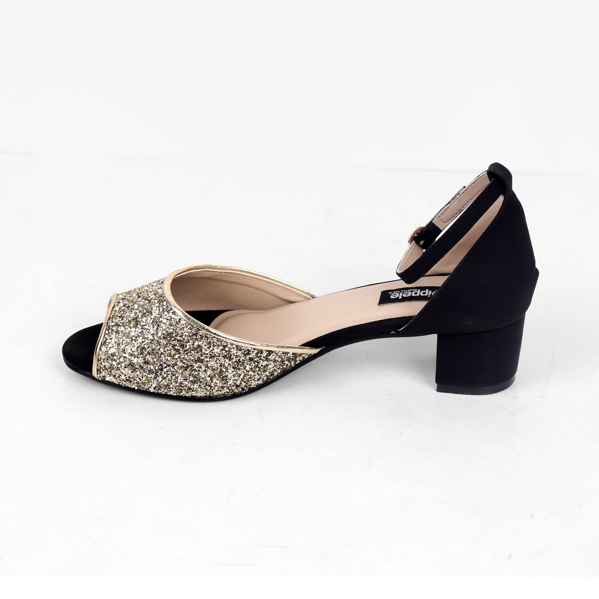 Foot Wear,Shimmery Peep Toe Block Heel - Cippele Multi Store