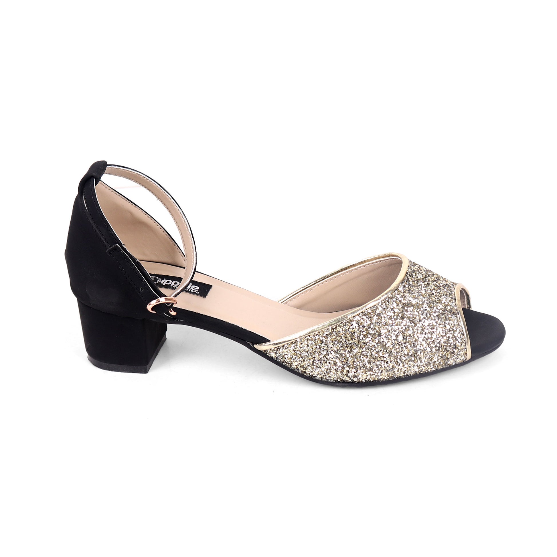 Foot Wear,Shimmery Peep Toe Block Heel - Cippele Multi Store