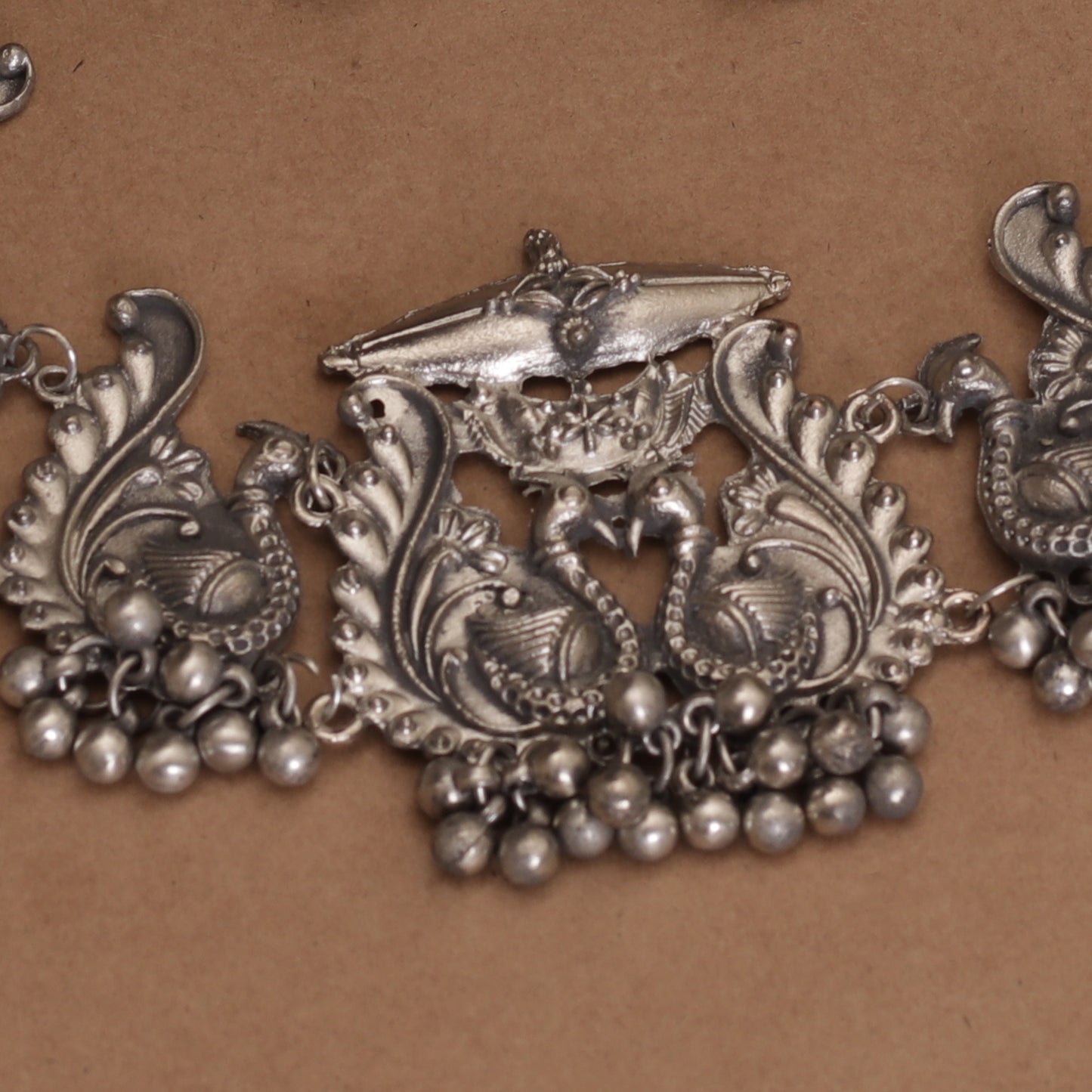 The Soothing Avian Silver Oxidized Necklace Set